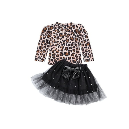 Kids Girls Leopard Clothes Sets Long Sleeve Pullover T Shirts Tops Pearl Lace Bow Tutu Skirts Set
Kids Girls Leopard Clothes Sets Long Sleeve Pullover T Shirts Tops Pearl Lace Bow Tutu Skirts Set