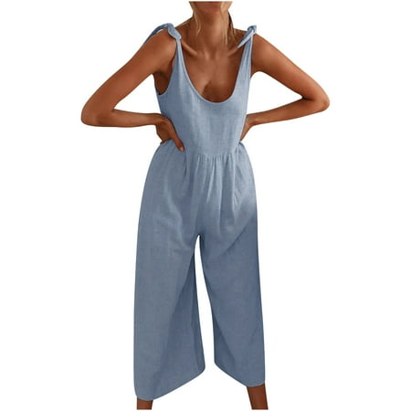 Mrat Jumpsuit Loose Pants For Women Ladies Summer Solid Color Sleeveless Crew-Neck Casual Wide Leg Jumpsuit Scrub Pants For Female
Mrat Jumpsuit Loose Pants For Women Ladies Summer Solid Color Sleeveless Crew-Neck Casual Wide Leg Jumpsuit Scrub Pants For Female