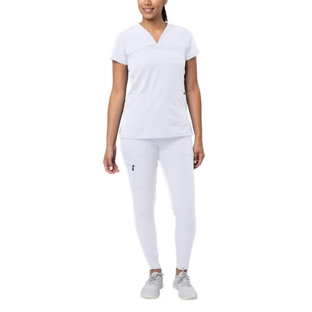 Adar Pro Movement Booster Scrub Set For Women - Sweetheart V-Neck Scrub Top & Yoga Jogger Scrub Pants