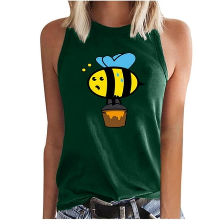 Fashion Casual Women Sleeveless Printed Ladies O-Neck Tops Vest T-Shirt Corset Tops For Women Green M
Fashion Casual Women Sleeveless Printed Ladies O-Neck Tops Vest T-Shirt Corset Tops For Women Green M