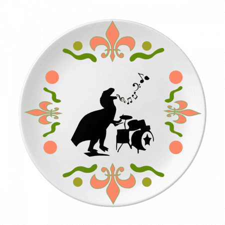 Drums Singing Music Beating Flower Ceramics Plate Tableware Dinner Dish