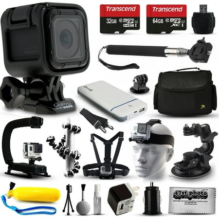 GoPro HERO4 Session HD Action Camera (CHDHS-101) + Ultimate 20 Piece Accessories Package with 96GB Memory + Travel Case + USB Portable Charger + Head\/Chest Strap + Opteka X-Grip + Car Mount & More!