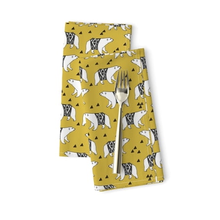 Arctic Polar Bear Nursery Baby Bears Cotton Dinner Napkins by Roostery Set of 2