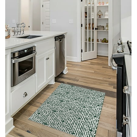OPTIC DIAMOND EVERGREEN Kitchen Mat By Kavka Designs