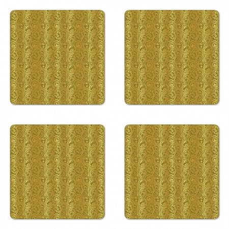 Damask Coaster Set of 4 Branches in Golden Yellow Tones Scrolling Foliage Stems Classic Rococo Motif Square Hardboard Gloss Coasters Standard Size Pale Coffee Fawn by Ambesonne
Damask Coaster Set of 4 Branches in Golden Yellow Tones Scrolling Foliage Stems Classic Rococo Motif Square Hardboard Gloss Coasters Standard Size Pale Coffee Fawn by Ambesonne