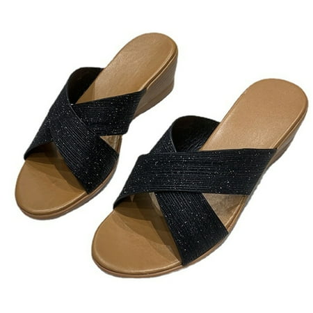 Women Slope Platform Slippers Glitter Cloth Upper Casual Sandals Slide Shoes 35 Black
Women Slope Platform Slippers Glitter Cloth Upper Casual Sandals Slide Shoes 35 Black