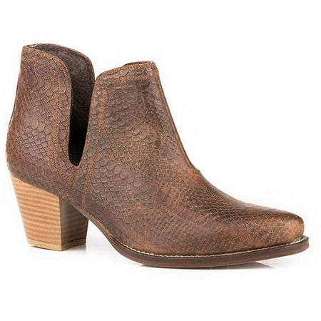 Women s Roper Rowdy Python PRINT Leather Boots Handcrafted Brown