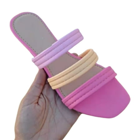 Women s Flat Toe Sandals Simple Flat Heel Strappy Summer Slide Shoes