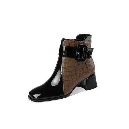 Gomelly Women Casual Ankle Boots Belt Buckle Square Toe Booties Office Comfort Side Zipper Coffee 7 
Gomelly Women Casual Ankle Boots Belt Buckle Square Toe Booties Office Comfort Side Zipper Coffee 7