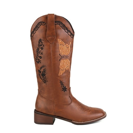 Difumos Ladies Fashion Mid Wide Calf Vintage Cowgirl Boots Comfort Chunky Heel Pull On Winter Shoe Outdoor Embroidered Shoes Brown 6.5
Difumos Ladies Fashion Mid Wide Calf Vintage Cowgirl Boots Comfort Chunky Heel Pull On Winter Shoe Outdoor Embroidered Shoes Brown 6.5