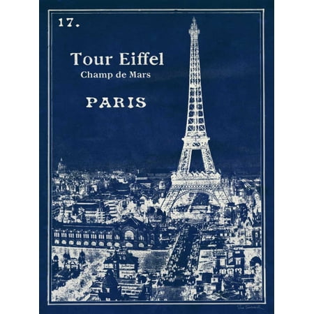 Blueprint Eiffel Tower Stretched Canvas - Sue Schlabach (18 x 24)