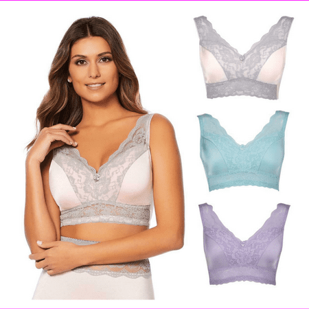 Rhonda Shear 3-pack Pin Up Bra Set in Pastels 3X (622357)