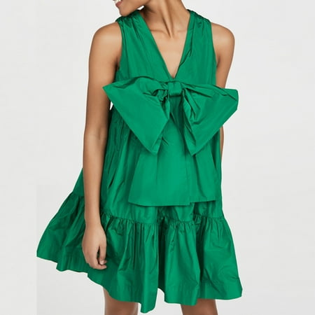 Giligiliso Summer Dresses For Women Clearance Women Loose Casual Sleeveless V-Neck Large Bow At Chest Solid Relaxed Casual Mini Dress
Giligiliso Summer Dresses For Women Clearance Women Loose Casual Sleeveless V-Neck Large Bow At Chest Solid Relaxed Casual Mini Dress
