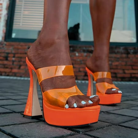 Women High Heels Platform Sandals Transparent Strap High Heel Slippers Platform Heel Sandals Fashion All Match Sandals Note Please Buy One Or Two Sizes Larger
Women High Heels Platform Sandals Transparent Strap High Heel Slippers Platform Heel Sandals Fashion All Match Sandals Note Please Buy One Or Two Sizes Larger