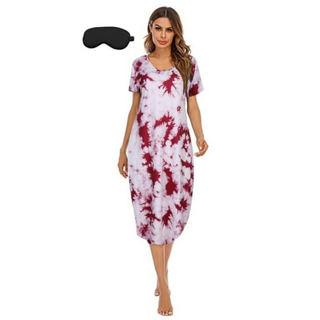 Womens Long Nightdress Ankle-Length Nightgowns Short Sleeve V Neck Loungewear with Eye Mask Pajamas Sleepwear with 2 Pockets Sleep Shirt Casual Plus Size Sleepdress for Girls House Dress Red S-2XL
Womens Long Nightdress Ankle-Length Nightgowns Short Sleeve V Neck Loungewear with Eye Mask Pajamas Sleepwear with 2 Pockets Sleep Shirt Casual Plus Size Sleepdress for Girls House Dress Red S-2XL