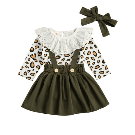 Xingqing Toddler Infant Newborn Baby Girl 3Pcs Outfit Set Leopard Printed Lace Crew Romper Strap Skirt Bow Tie Army Green 2-3 Years
Xingqing Toddler Infant Newborn Baby Girl 3Pcs Outfit Set Leopard Printed Lace Crew Romper Strap Skirt Bow Tie Army Green 2-3 Years