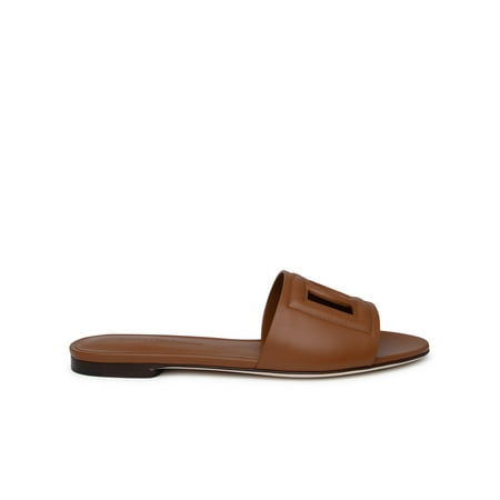 DOLCE & GABBANA Ciabatta In Pelle Marrone