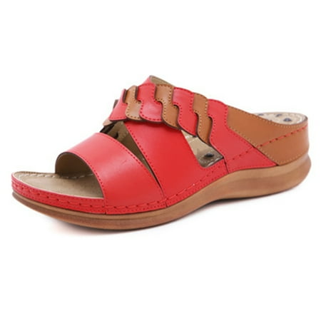 Sandals Round Head Non Slip Massage Slope Heel Stitching Sandals for Women Summer New
Sandals Round Head Non Slip Massage Slope Heel Stitching Sandals for Women Summer New