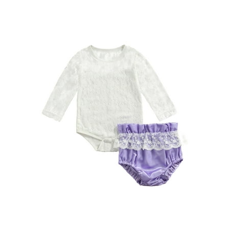 Canrulo Newborn Baby Girls Clothes Lace Floral Long Sleeve Bodysuit Tops Ruffle Shorts 2Pcs Outfits Purple 6-12 Months
Canrulo Newborn Baby Girls Clothes Lace Floral Long Sleeve Bodysuit Tops Ruffle Shorts 2Pcs Outfits Purple 6-12 Months