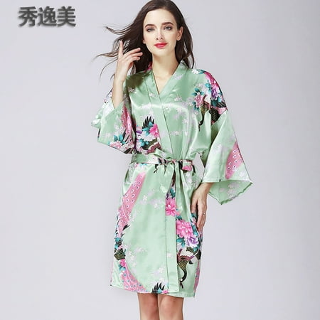 Sleepwear women s autumn and winter in the sleeve simulation silk robe bathrobe sexy home wear spring and autumn peacock bathrobe Japanese kimono
Sleepwear women s autumn and winter in the sleeve simulation silk robe bathrobe sexy home wear spring and autumn peacock bathrobe Japanese kimono