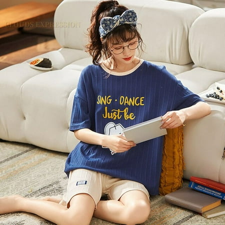 QWZNDZGR Summer Women s Pajamas Knitted Cotton Kawaii Girls Cartoon Pyjamas Set Casual Sleepwear Short Sleeve Homewear Short Suit Fashion
QWZNDZGR Summer Women s Pajamas Knitted Cotton Kawaii Girls Cartoon Pyjamas Set Casual Sleepwear Short Sleeve Homewear Short Suit Fashion