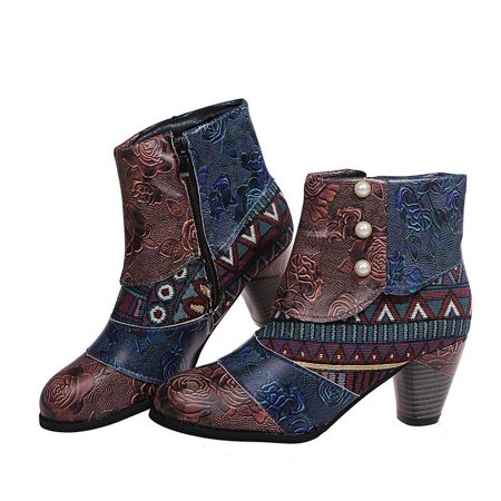 Women s Bohemian Ankle Booties Block Heel Boots Comfort Short Autumn Winter Shoes Flower Splicing Pattern Handmade Vintage Shoes
Women s Bohemian Ankle Booties Block Heel Boots Comfort Short Autumn Winter Shoes Flower Splicing Pattern Handmade Vintage Shoes