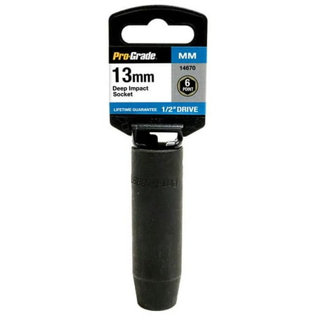 Pro-Grade 14670 0.5 in. Drive x 13 mm 6 Point Deep Impact Socket