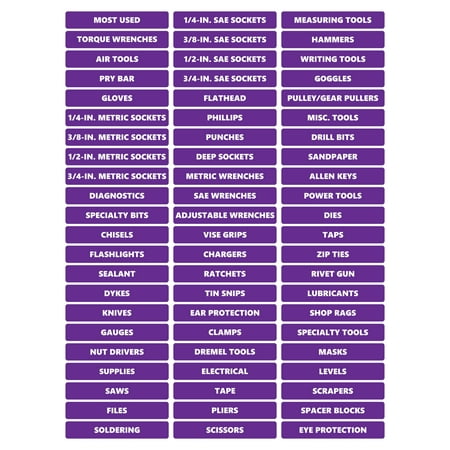 Toolbox Organizational Magnetic Rounded Labels Ultimate Set by DCM Solutions (Purple 0.75 H x 4.5 W)
Toolbox Organizational Magnetic Rounded Labels Ultimate Set by DCM Solutions (Purple 0.75 H x 4.5 W)