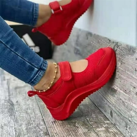 VeliToy Casual Breathable Hook-and-loop Thick-Sole Cutout Mesh Walking Shoes for Women(Red 44)
VeliToy Casual Breathable Hook-and-loop Thick-Sole Cutout Mesh Walking Shoes for Women(Red 44)