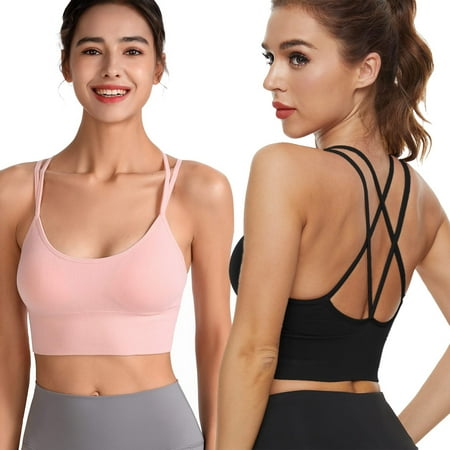 Strappy Sports Bra for Women (Black & Pink) Comfortable & Sexy Crisscross Fits for Running Athletic Gym Workout Yoga Fitness Tank Tops XL Size 2 Pack
Strappy Sports Bra for Women (Black & Pink) Comfortable & Sexy Crisscross Fits for Running Athletic Gym Workout Yoga Fitness Tank Tops XL Size 2 Pack