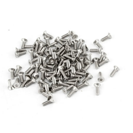 100Pcs 304HC Stainless Steel Countersunk Flat Head Hex Key Bolt Screw M2.5x8mm