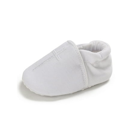 

SIMANLAN Infant Flats Comfort Moccasin Shoe Prewalker Crib Shoes Newborn White First Walkers Baby Girls Boys Soft Sole White 18-24 months
