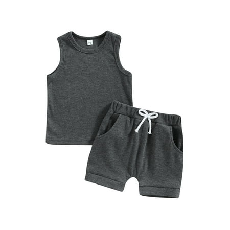 Arvbitana Infant Baby Boys Girls Solid Color Knitted Outfits Sleeveless Crew Neck Ribbed Tank Tops + Elastic Waist Shorts Summer Sportwear Clothes for Kids 2Pcs 0-3T
Arvbitana Infant Baby Boys Girls Solid Color Knitted Outfits Sleeveless Crew Neck Ribbed Tank Tops + Elastic Waist Shorts Summer Sportwear Clothes for Kids 2Pcs 0-3T