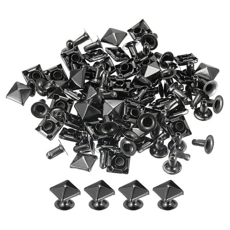 50 Sets Spike Rivet 7mm Pyramid Rapid Rivet Studs Square Spikes Gun-black