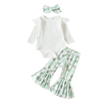 Akiihool Baby Girl Fall Outfits Long Sleeve Romper Tops Bell-Bottom Pants Headband Fall Outfits (White 12-18 Months)
Akiihool Baby Girl Fall Outfits Long Sleeve Romper Tops Bell-Bottom Pants Headband Fall Outfits (White 12-18 Months)