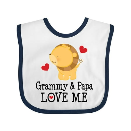 Inktastic Grammy and Papa Love Me Gift Baby Boy Bib