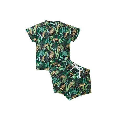 CenturyX 2pcs Toddler Baby Boys Summer Clothes Leopard Leaf Print T Shirt Short Sleeve Tops Drawstring Elastic Shorts Beach Outfit Green 6-12 Months
CenturyX 2pcs Toddler Baby Boys Summer Clothes Leopard Leaf Print T Shirt Short Sleeve Tops Drawstring Elastic Shorts Beach Outfit Green 6-12 Months
