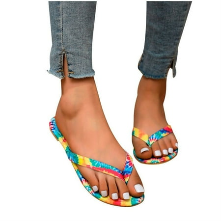 PANOEGSN Printed Womens Shoes Summer Fashion Footwear Flat Slippers Flip Flops Open Toe Beach Outdoor Casual Design