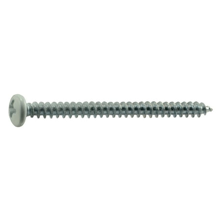 #8 x 2 White Painted Steel Phillips Pan Head Sheet Metal Screws