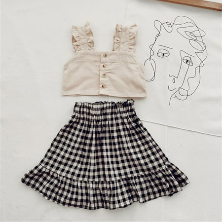 NECHOLOGY Toddler Kids Baby Girls Strap Ruffle Vest T Shirt Tops With Button Plaid Skirt 2PCS Baby Girl Receiving Blanket Set Childrenscostume Black 4-5 Years
NECHOLOGY Toddler Kids Baby Girls Strap Ruffle Vest T Shirt Tops With Button Plaid Skirt 2PCS Baby Girl Receiving Blanket Set Childrenscostume Black 4-5 Years
