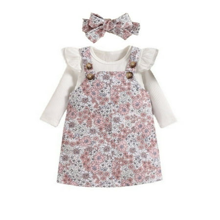 Kids Baby Girls Outfit Set Long Sleeve Ribbed Tops Blouse Cartoon Floral Print Overalls Suspender Pants With Headbands Outfit Set 3Pcs Baby Gifts
Kids Baby Girls Outfit Set Long Sleeve Ribbed Tops Blouse Cartoon Floral Print Overalls Suspender Pants With Headbands Outfit Set 3Pcs Baby Gifts