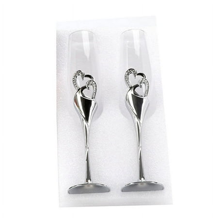 

MANNYA 2Pcs Wedding Champagne Glass Set Toasting Flute Cup with for Rhinestone Heart De