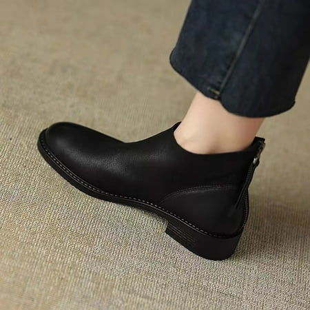 Cathalem Boots for Women Fashion Women Artificial Leather Solid Color Autumn Thick Sole Boots for Women Booties Flat Heel Black 7
Cathalem Boots for Women Fashion Women Artificial Leather Solid Color Autumn Thick Sole Boots for Women Booties Flat Heel Black 7