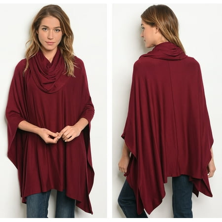 JED FASHION Women's Cowl Neck Soft Knit Tunic Top