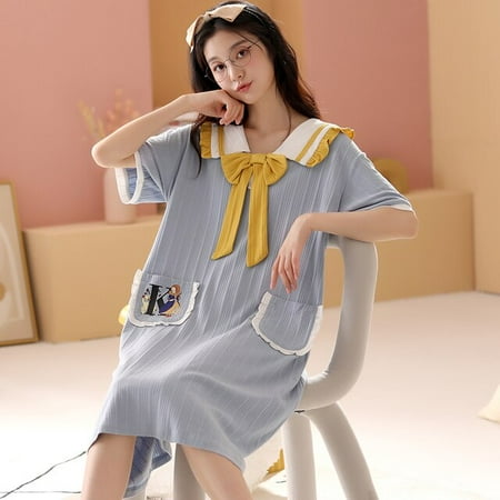 PIKADINGNIS New Home Princess Style Young Girl Cotton Nightdress Knee-Length Summer Short Sleeve Women Sleepwear Dress Slash Neck Nightshirt
PIKADINGNIS New Home Princess Style Young Girl Cotton Nightdress Knee-Length Summer Short Sleeve Women Sleepwear Dress Slash Neck Nightshirt