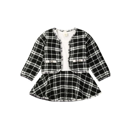 Canrulo 2Pcs Toddler Baby Girls Winter Clothes Plaid Coat Tops+Tutu Dress Formal Outfits Black 6-12 Months
Canrulo 2Pcs Toddler Baby Girls Winter Clothes Plaid Coat Tops+Tutu Dress Formal Outfits Black 6-12 Months