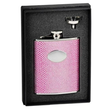 Viper Pink Snakeskin Design 6 oz Flask Gift Set