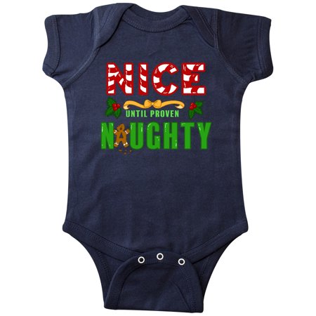 Inktastic Nice Until Proven Naughty with Holly and Gingerbread Man Gift Baby Boy or Baby Girl Bodysuit 
Inktastic Nice Until Proven Naughty with Holly and Gingerbread Man Gift Baby Boy or Baby Girl Bodysuit