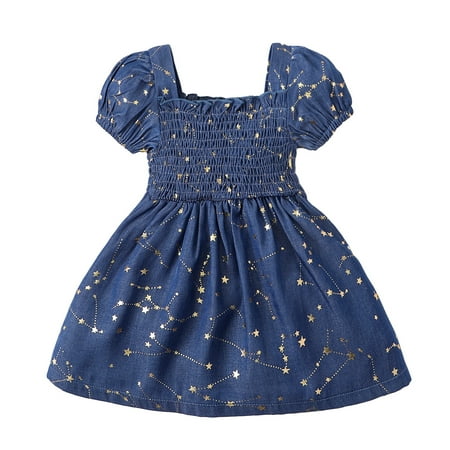 Kucnuzki Infant Baby Girl Clothes 12 Months Summer Dress 18 Months Short Bubble Sleeve Square Neck Shinning Star Prints Ruched Dress Headband 2PCS Set Blue
Kucnuzki Infant Baby Girl Clothes 12 Months Summer Dress 18 Months Short Bubble Sleeve Square Neck Shinning Star Prints Ruched Dress Headband 2PCS Set Blue