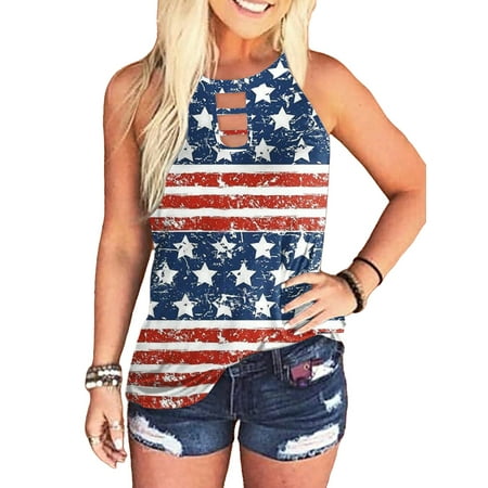 FASHIONWT Women Frayed Striped Star Print Cami Tops Independence Day Halter Tank
FASHIONWT Women Frayed Striped Star Print Cami Tops Independence Day Halter Tank